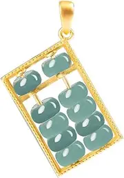 Jadeíta Natural Grado A/Colgante Ábaco de la Fortuna/Oro con Jade/Joyería Fina para Hombres y Mujeres/Día de la Madre, Regalo de Cumpleaños, Regalo de Navidad