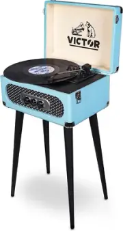 VWRP-3200 Andover 5-In-1 Turntable with 3-Speed Record Player, FM Radio, ...