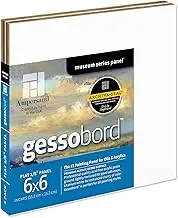 Ampersand Art Supply Gesso Wood Painting Panel: Museum Series Gessobord, 6" x 6", 1/8" Flat Profile, Pack of 4