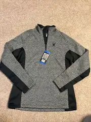 NEW SPYDER Grey Men's Outbound 1/2 Half Zip Midweight Core Sweater Charcoal Sz L
