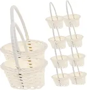 LABRIMP 10pcs Rattan Shopping Basket Large Basket Wicker Basket Picnic Baskets Mini Plant Seagrass Storage Baskets Food Harvest Ndles Craft Baskets Picnic Centerpieces Plastic White