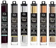 Deco Foil - Transfer Sheets - Black Pewter Silver Gold Rose Gold and Copper - Bundle of SIX Metal Colors