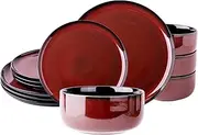 LERATIO Ceramic Dinnerware Sets for 4,12 Pieces Poreclain Plates and Bowls Sets,Scratch Resistant Dishes,Dishwasher & Microwave Safe Dishes Set,Service for 4