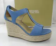 Michael Kors Berkley Mid Platform Wedge Sandals Espadrille French blue Size 9.5