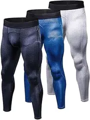 [SANANG] Men's 3 Pack Compression Pants Cool Dry Baselayer Sports Tight Leggings