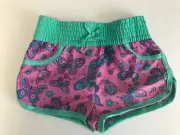 BNWT Girls Sz 1 Kmart H & T Brand Green Purple Butterfly Print Swim Board Shorts