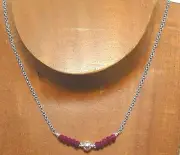 Sterling Silver Faceted GARNET Gemstone Beaded Necklace #1427...Handmade USA