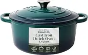 Larder & Vine Enameled Cast Iron Dutch Oven With Lid - Oversized Handles, Dome Lid, Dutch Oven for Bread Making – 5.7QT/5.4L - (Bondi)