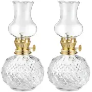 2 Pcs kerosene lamp oil Glass Kerosene Oil Lamps Lanterns Vintage Oil