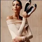 Tory Burch Bow Logo Rose Pink Black Leather Cap Toe Ballet Flats Sz 9.5