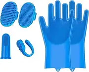 Pet Washing Gloves - Puppy Toothbrush Finger - Pet Grooming Gloves Silicone Shampoo Brush for Washing Bathing Massaging Hair Removal