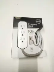 Extension Cord 10 Ft White with Flat Plug Decor Coordinate