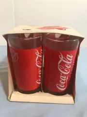 NOS Indiana Glass Set of 4 Coca Cola 12 oz. Glass Glasses #UPST