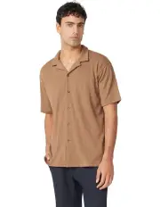 [Ben Sherman] Stripe Knit Short Sleeve Relaxed Shirt in Biscuit