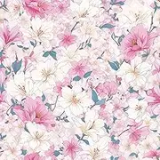 FLFK Pink Floral Wallpaper Peel and Stick Removable Flower Wall Mural for Living Room, Bedroom, Kitchen, Office, Apartment Decor 16"x128"