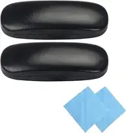 [aoozleny] Hard eyeglass case，protective hard shell metal glasses case fits medium size frames,2 PCS, Black, Medium