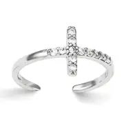 Sterling Silver CZ Cross Toe Ring