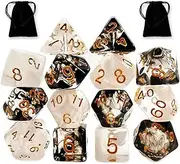 DND Dice Set, 2 Pack Polyhedral D&D Dice 7pcs for Dungeons and Dragons DND Role Playing Games and Table Games Gifts - Black and White