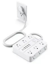 Power Strip Flat Plug with 12 Outlets 6 USB(2 USB C),Surge Protector Charging...