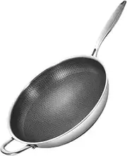 Stainless Steel Wok Portable Cooking Stove Wok for Induction Cooktop Portable Griddle Traditional Wok Kitchen Utensil Electric Stove Wok Stainless Steel Double Sided Pot/912