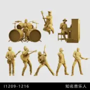 Resin 1/43 1/64 Unpaint Bass Drummer Pianist Miniature Musician Scene Toy Figure