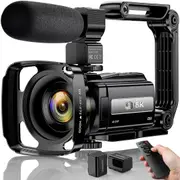 5K WiFi RC Night Vision Vlogging Camera with 16X Digital Zoom Microphone Handheld Stabilizer Lens Hood and 2 Batteries
