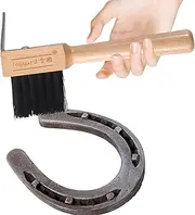 Horse Hoof Pick Brush, Hoof Cleaning Brush for Grooming, Hoof Pick Brushes, Wooden Handle Hoof Pick with Cleaning Brush, Rugged and Textured Horse Grooming Kit for Horses