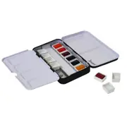 Jasart Voyager Metal Watercolour Empty Palette Storage Box 12x1/2 Pan BLK/WHT