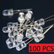 100PCS LED Light Emitting Diodes Wide Angle CLEAR Straw Hat Light Round F3 3mm