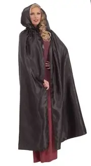 Fancy Masquerade Black Hooded Cloak Cape Adult Costume Accessory