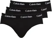 [Calvin Klein] Men's Underwear Cotton Stretch Hip Brief 3 Pack, Black, XL
