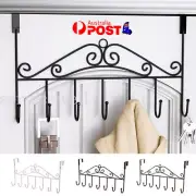 Heavy Duty Metal Over the Door 7 Hook Rack Hanger for Coat Hat Bag Organizer1-2x