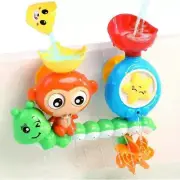 Baby Bath Toy Set - Wall Suction Cup Water Track Game w/ Monkey & Caterpillar