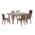 7 Pieces Dining Suite Dining Table & 6X Chairs in White Top High Glossy Wooden B