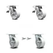 5 Inch Semi Steel Caster Set with Ball Bearings 2 Brakes 2 Swivel Locks SCC