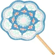 Handmade Crochet Fan, Flower Totem Fan Crocheted, Knitted Flower Pattern Hand-Held Fans, Vintage Round Fans for Women Dancing Role Play Wedding Party (D)