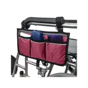 Wheelchair Tote Storage Bag 3 pockets, 1 zipped compartment - Burgundy
