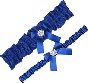 [ANDRESLAD] 1 Set Blue Bow Leg Ring Lace Garters Wedding Bridal Leg Harness Accessories
