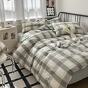 mixinni King Comforter Set Green Geometric Checkered Plaid Bedding Comforter Set Men Boys Modern Style All Season Soft Fluffy Lightweight Bedding Set-King Size