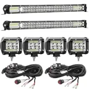 LED Light Bar Kits, (2) 20 Inch Slim Light Bars, (4) 4 Inch LED Pods, (2) Wir...