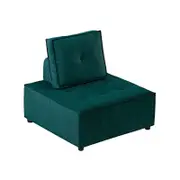 Foret 86cm Armless Seat Modular Extension Lounge Couch Velvet Fabrics Sofa Green