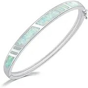 [CiNily] Created Blue White Fire Opal Zircon Rhodium Plated for Women Jewelry Gemstone Bangle Bracelet