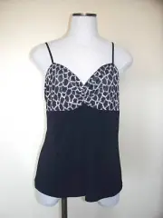 josie Natori Intimates MANIFEST Black Nude Embroidered Stretch Rayon Camisole XL
