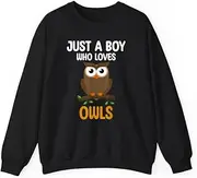 [X.Style] Just a Boy Who Loves Owls for Toddlers Boys Birds Lover ds022 Sweater Black 3XL