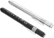 KICHOUSE 2pcs LED Medical Pen Light Pupil Checking Lamp Black & Silver Inspection for Medical Use Bright Light Flashlight