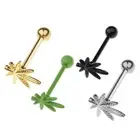 Stainless Steel Maple Tongue Lip Bars Rings Barbell Piercing Maple Leaf 14G