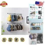 Heavy-Duty Cap Organizer with 40 Hooks - Wall-Mounted Storage Solution in Black
