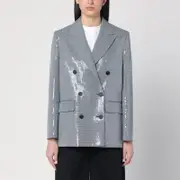 [Golden Goose] Double-breasted Jacket In Pied De Poule With Sequins 40 IT Black