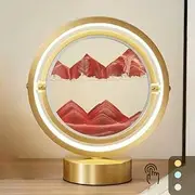 Dynamic 3D Sand Pictures to Rotate with 3 Kinds of Lights, Flowing Sand Painting, Touch Adjustment Moving Sand Picture Natural Scenery, Office Home Desktop Decoration