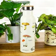 Gift Republic Mushroom Design Double Walled Flask – Stainless Steel Hot & Cold Water Bottle – 500ml Leakproof BPA-Free with Wood Inlay Lid – Eco-Friendly Bottle for Outdoor Adventures
